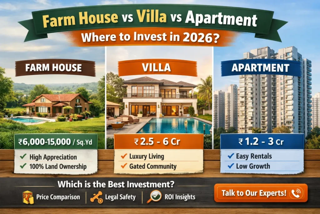 Best Investment 2026 : Farm House vs Villa vs Apartment
