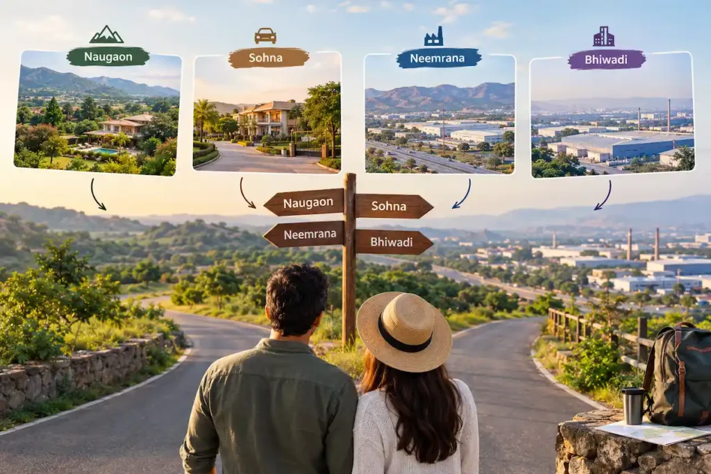 Gated farmhouse plots near the Aravalli hills in Naugaon, Rajasthan