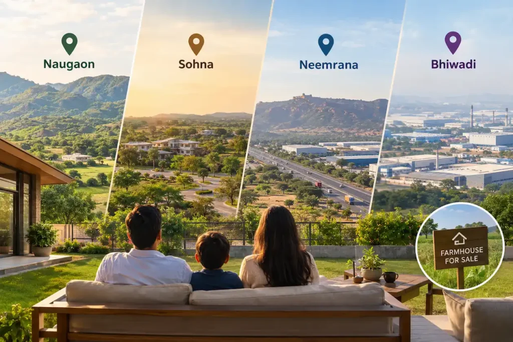 Naugaon, Sohna, Neemrana and Bhiwadi as the best place to buy farmhouse near Delhi